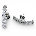 Brinco zirconia branca lombada inteira flores