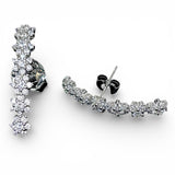 Brinco zirconia branca lombada inteira flores