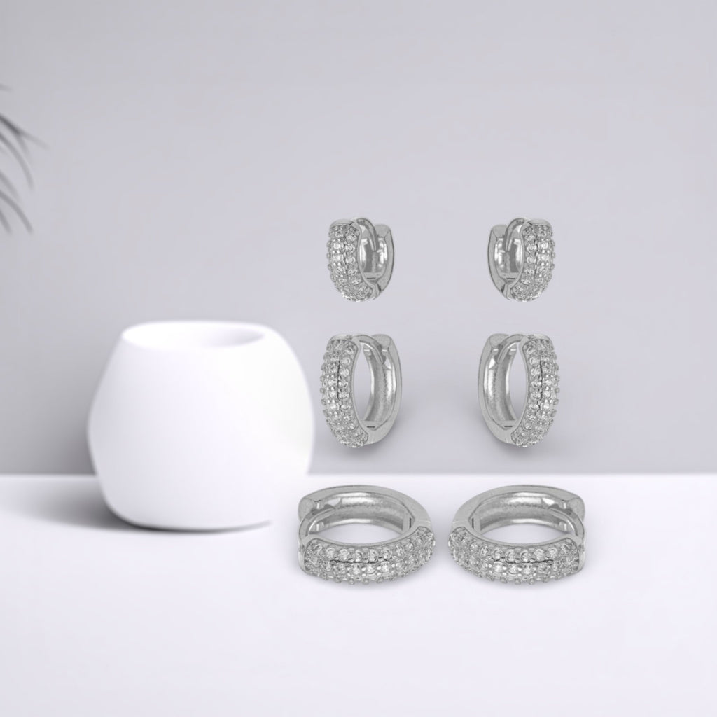 Brinco Trio Micro Zircônia Branco