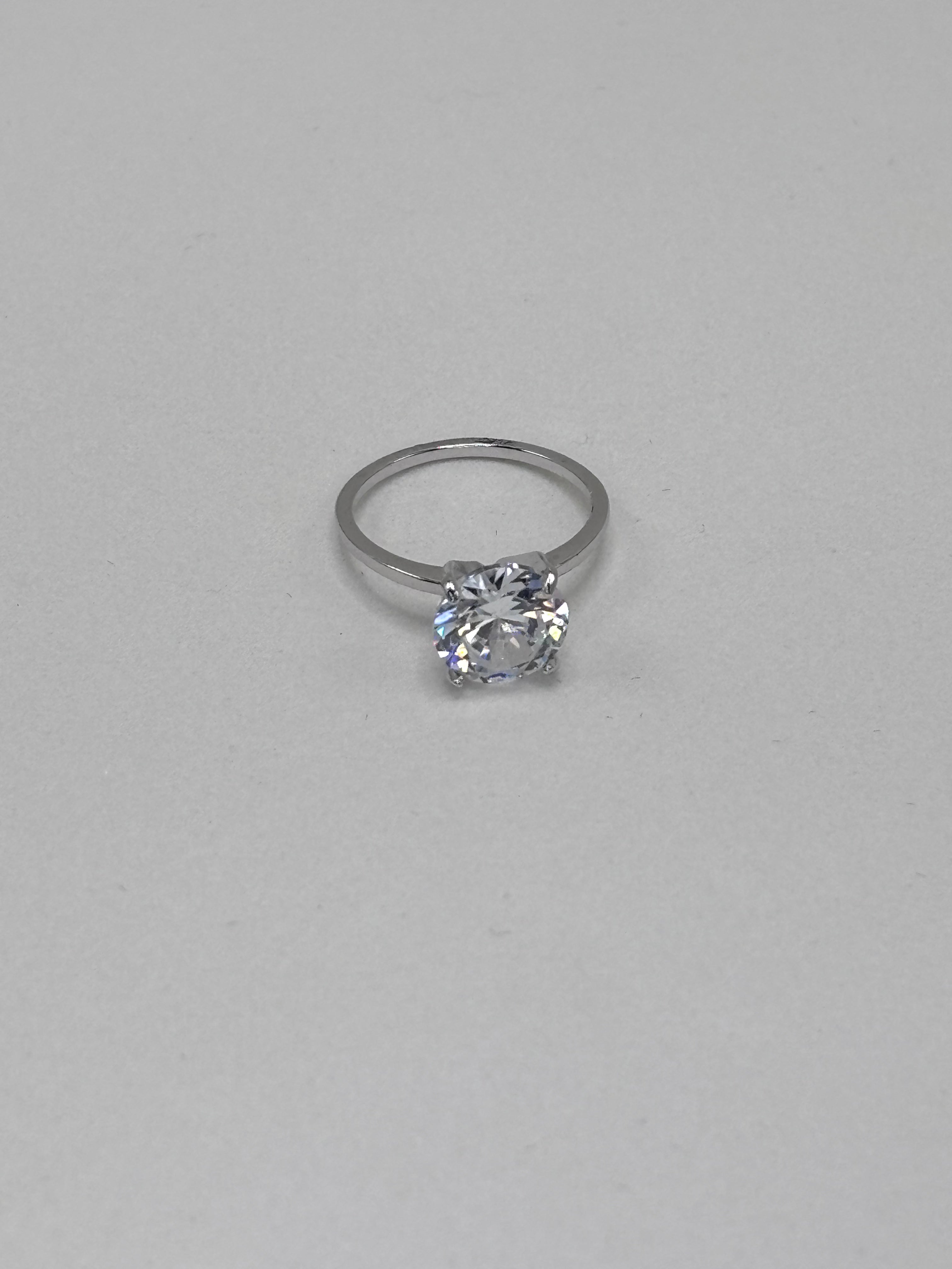 Anel Solitário Cristal Branco