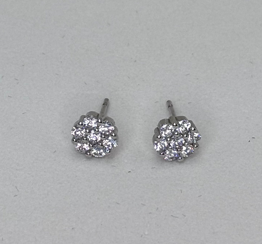 Brinco zirconia branca top flor