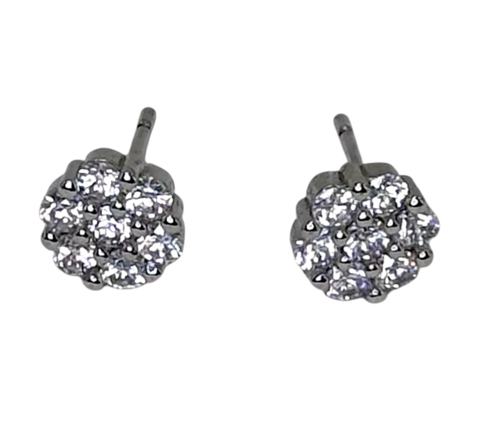 Brinco zirconia branca top flor