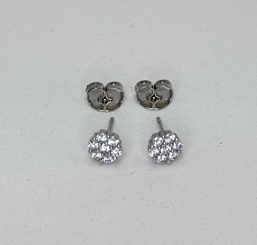 Brinco zirconia branca top flor