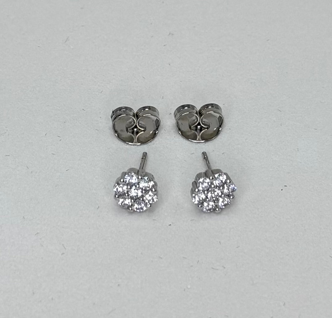 Brinco zirconia branca top flor