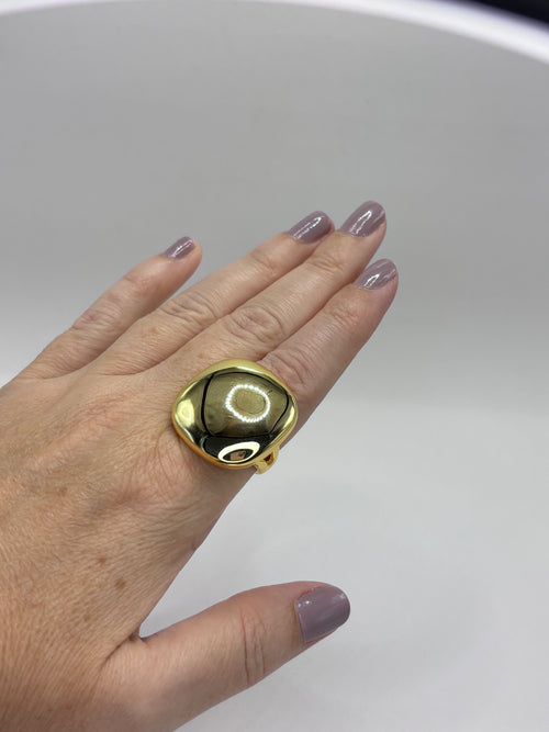 Anel Quadrado Liso Dourado