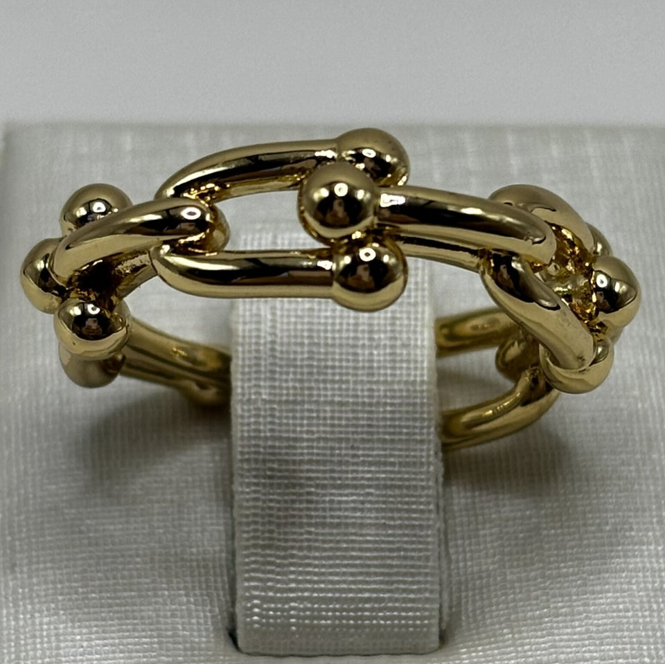 Anel Vazado Liso Dourado Regulável