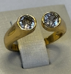 Anel Cristais Dourado Regulável