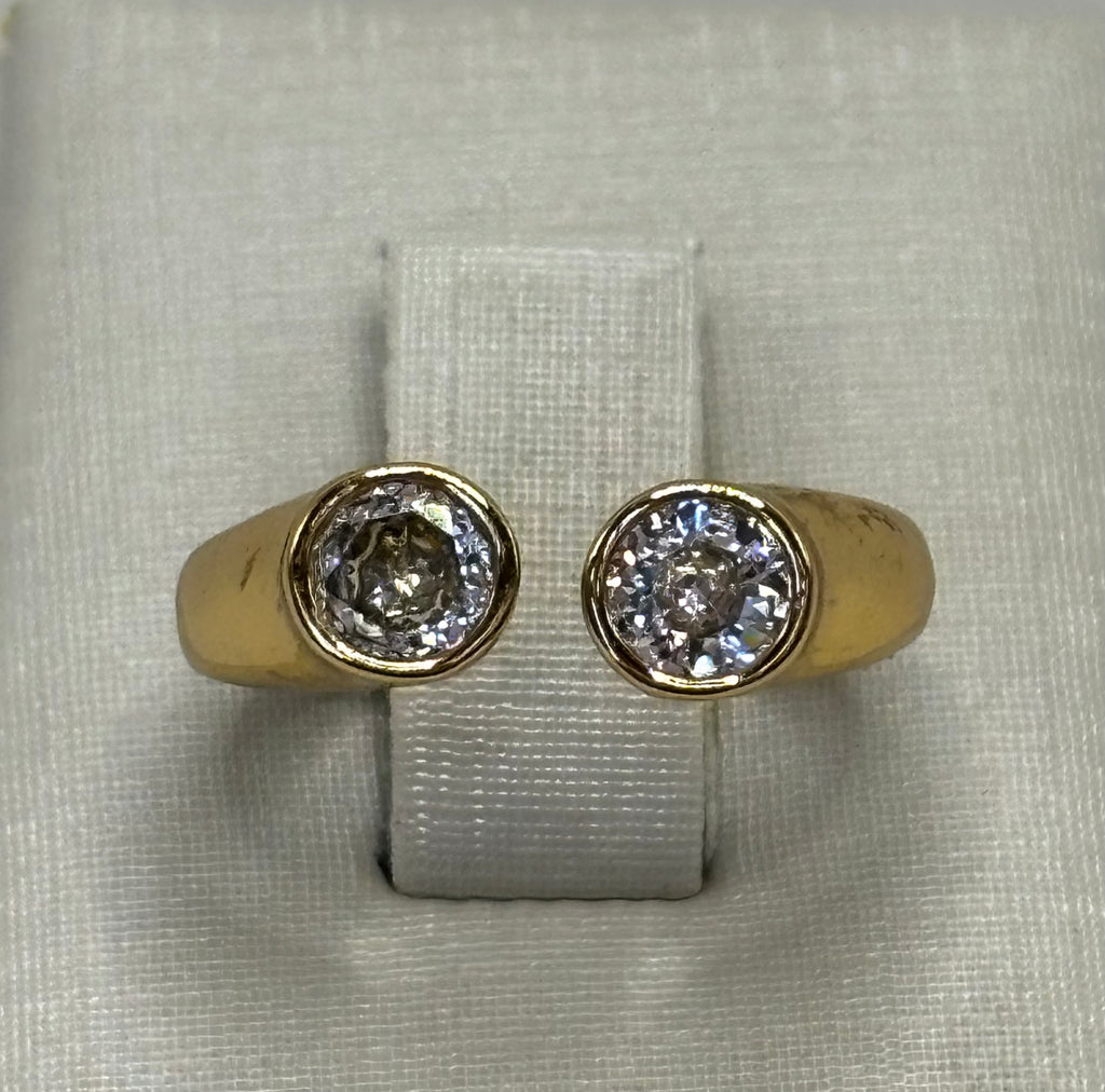 Anel Cristais Dourado Regulável