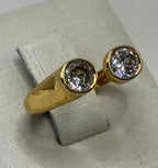 Anel Cristais Dourado Regulável