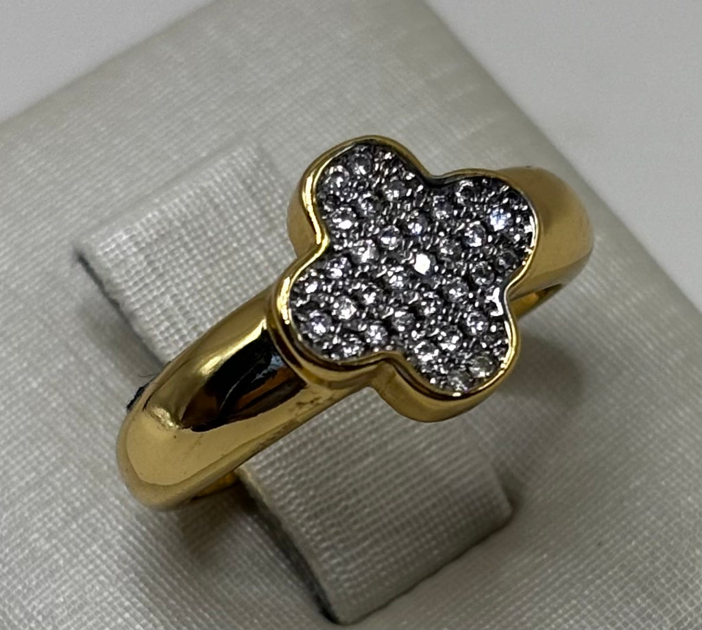 Anel Trevo Micro Zircônia Bicolor