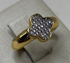 Anel Trevo Micro Zircônia Bicolor