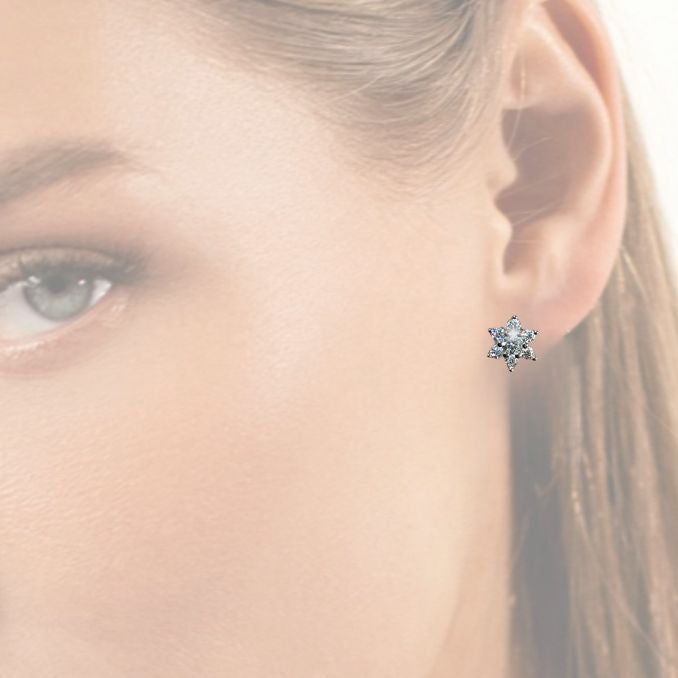 Brinco Flor Moissanite 0,6ct - Prata 925
