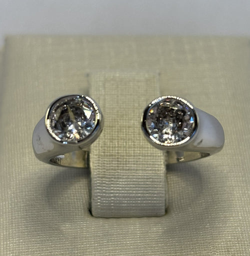 Anel Cristais Branco Regulável