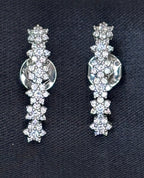 Brinco zirconia branca lombada inteira flores