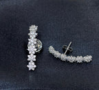 Brinco zirconia branca lombada inteira flores