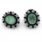 Brinco fusion esmeralda colombiana zirconia negra zirconia branca sol brilhante