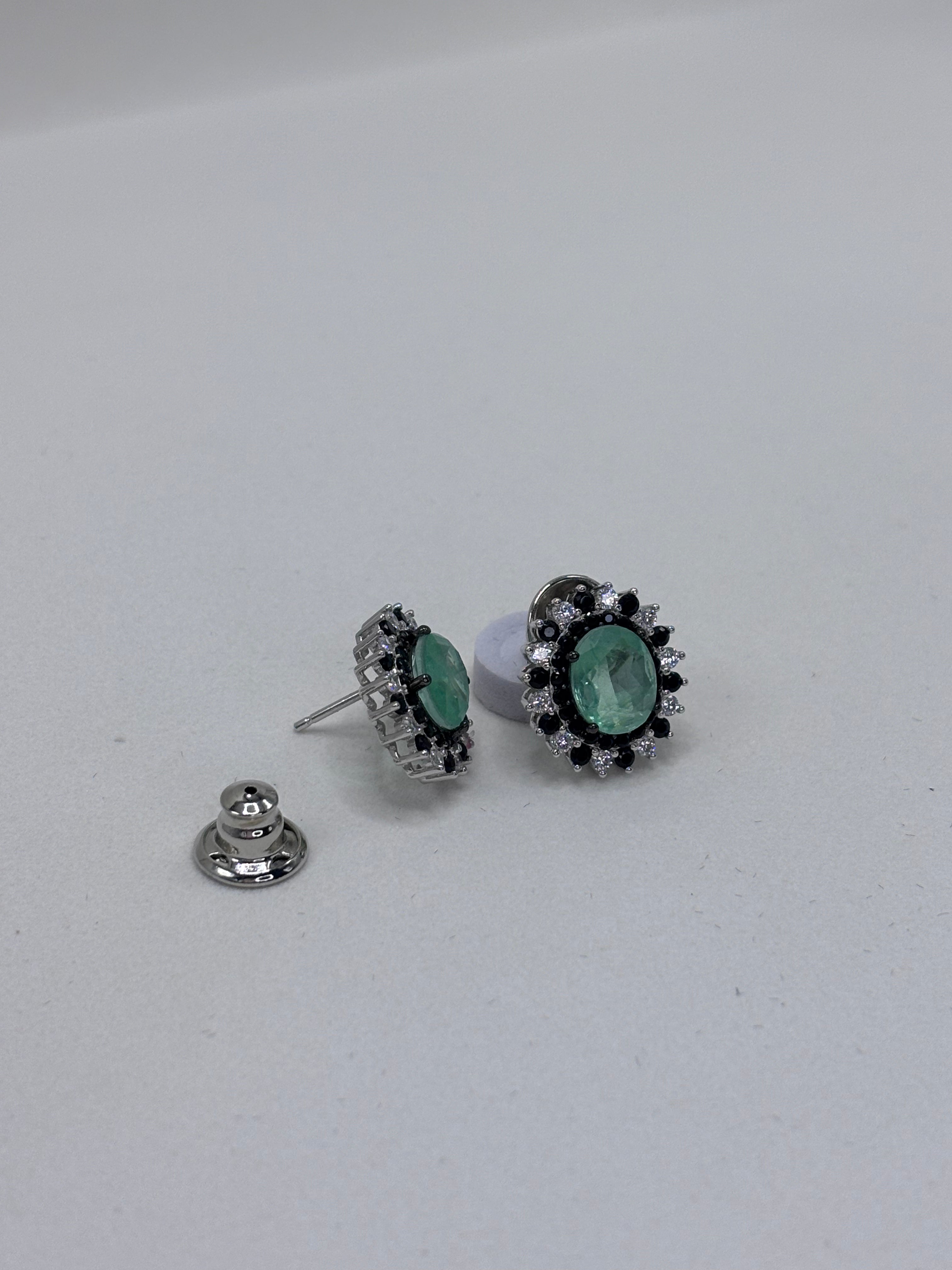 Brinco fusion esmeralda colombiana zirconia negra zirconia branca sol brilhante