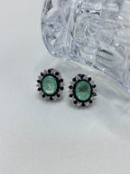 Brinco fusion esmeralda colombiana zirconia negra zirconia branca sol brilhante