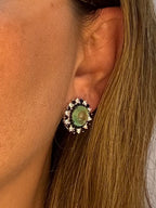 Brinco fusion esmeralda colombiana zirconia negra zirconia branca sol brilhante