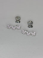 Brinco zirconia branca earcuff borboletas