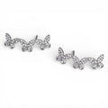 Brinco zirconia branca earcuff borboletas