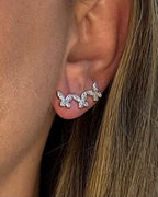 Brinco zirconia branca earcuff borboletas