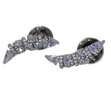 Brinco zirconia branca earcuff ovais e gotas