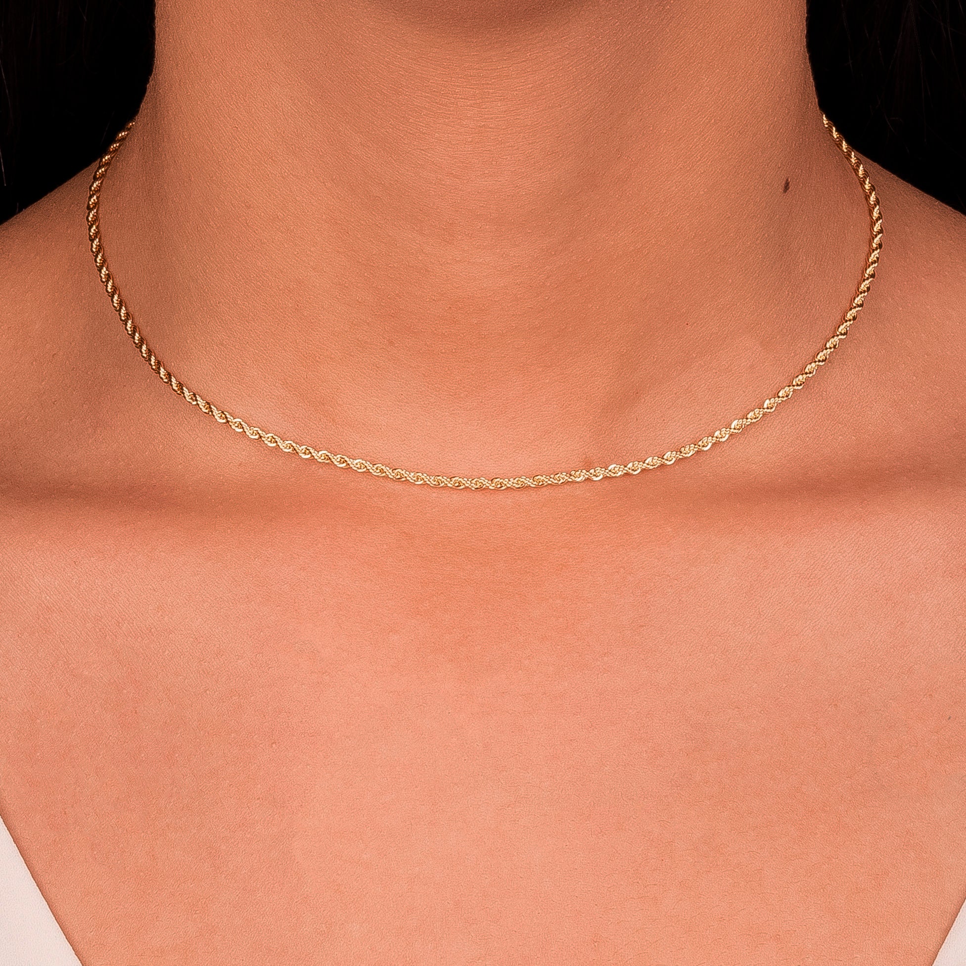 Choker Cordão Baiano Fino Liso Dourado