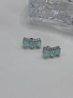 Brinco fusion turmalina light zirconia branca earcuff três corações