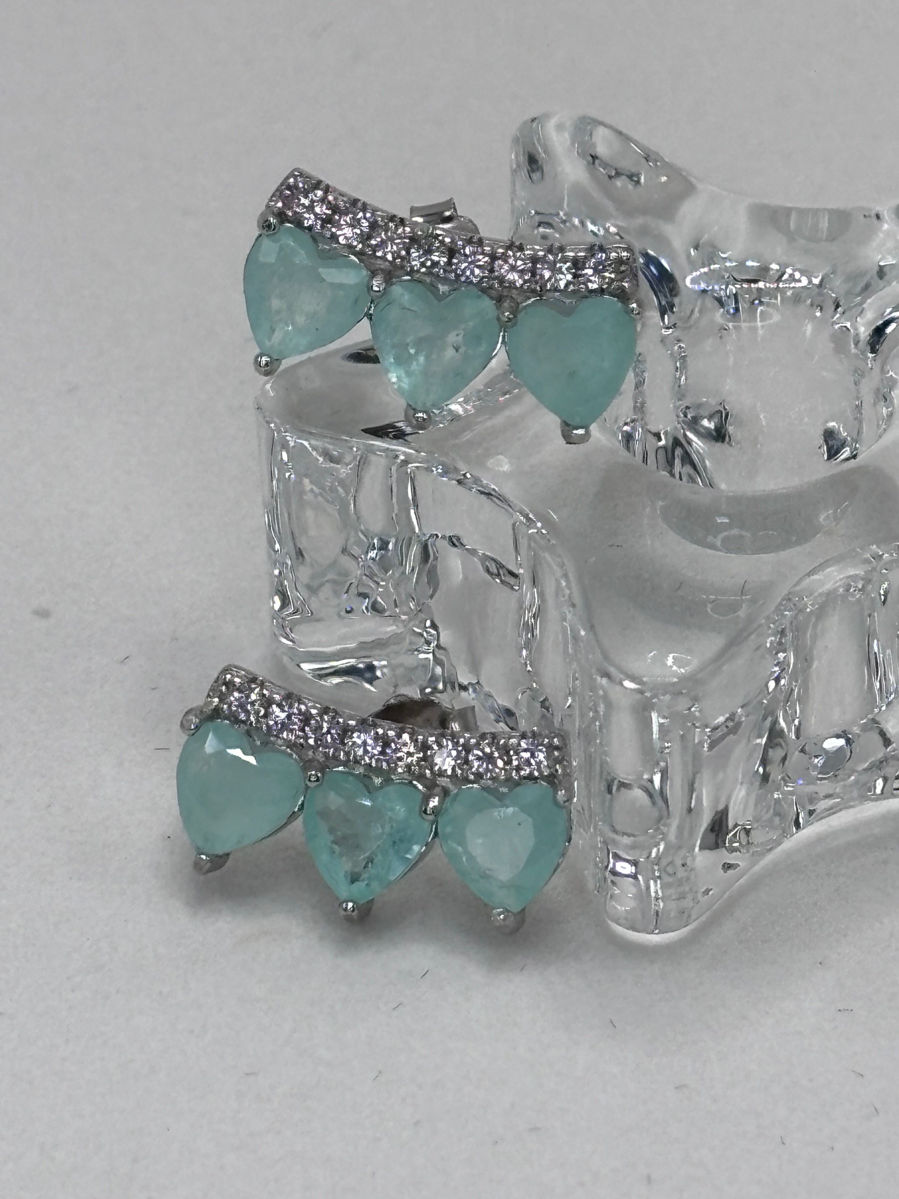 Brinco fusion turmalina light zirconia branca earcuff três corações
