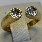 Anel Cristais Dourado Regulável