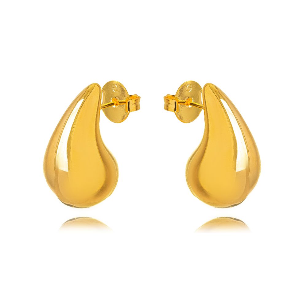 Brinco Gota Lisa Dourado