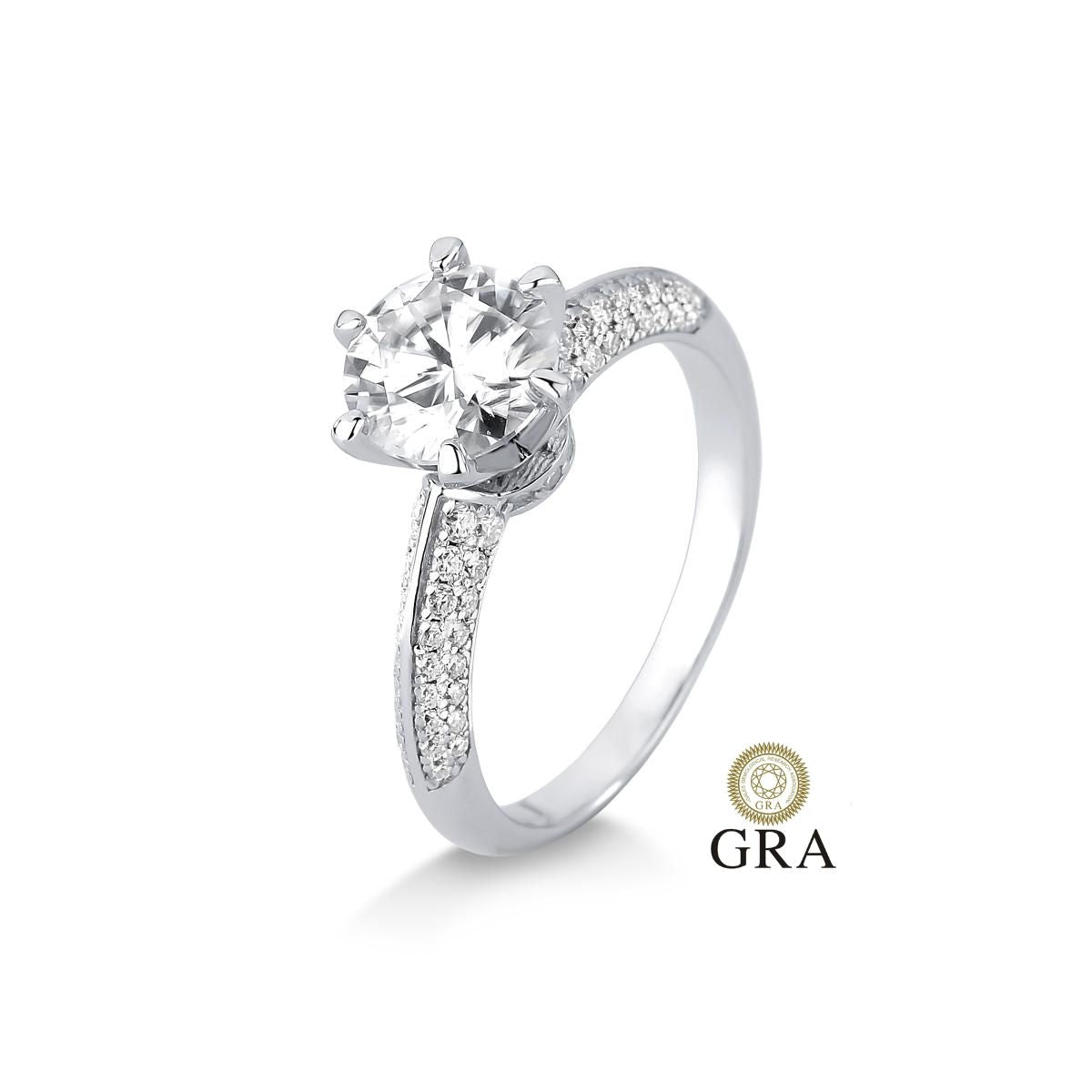 Anel Solitário Moissanite 2,36ct Cravejado - Prata 925