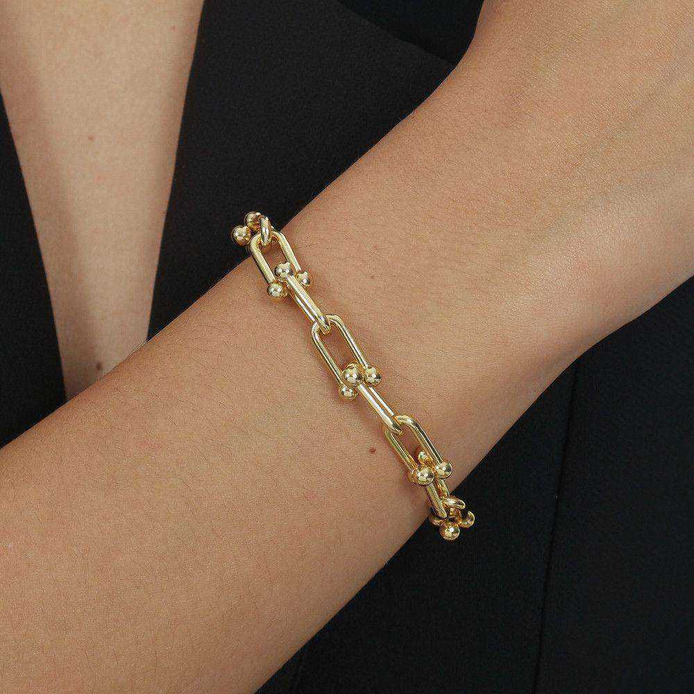 Pulseira Dourada Corrente Elos Largos - Galeria